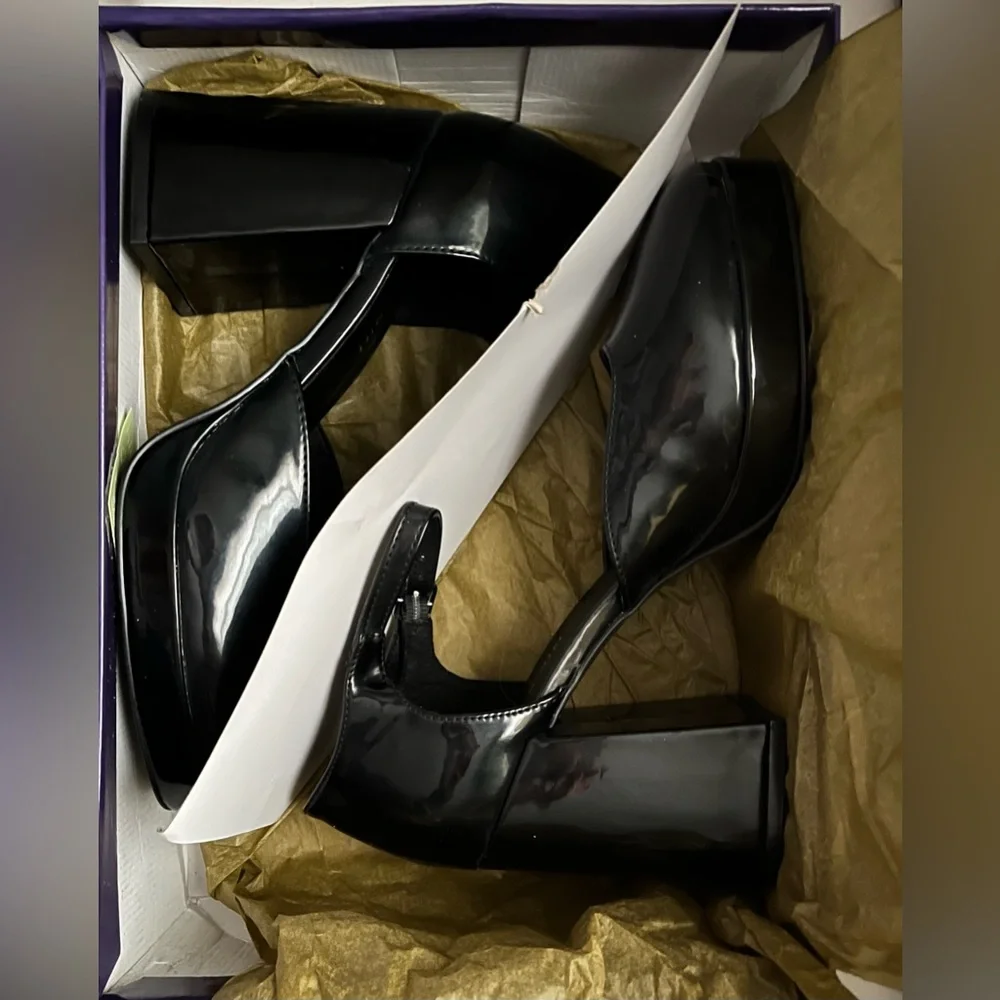 Madden Girl NIB Oliverr Black Patent Leather platform SZ 8.5 - Picture 7 of 10